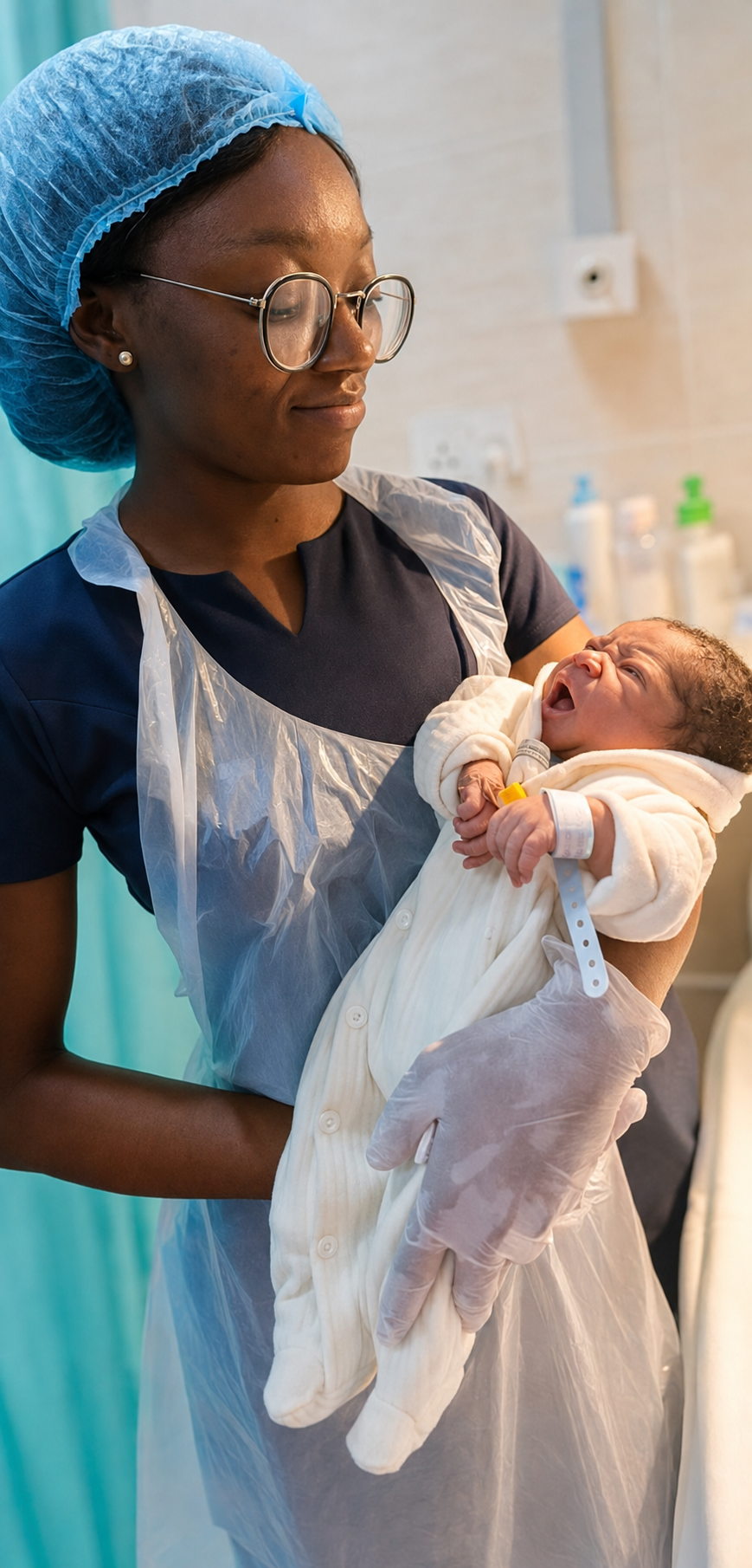 A Fertpromax care professional warmly holding a newborn baby
